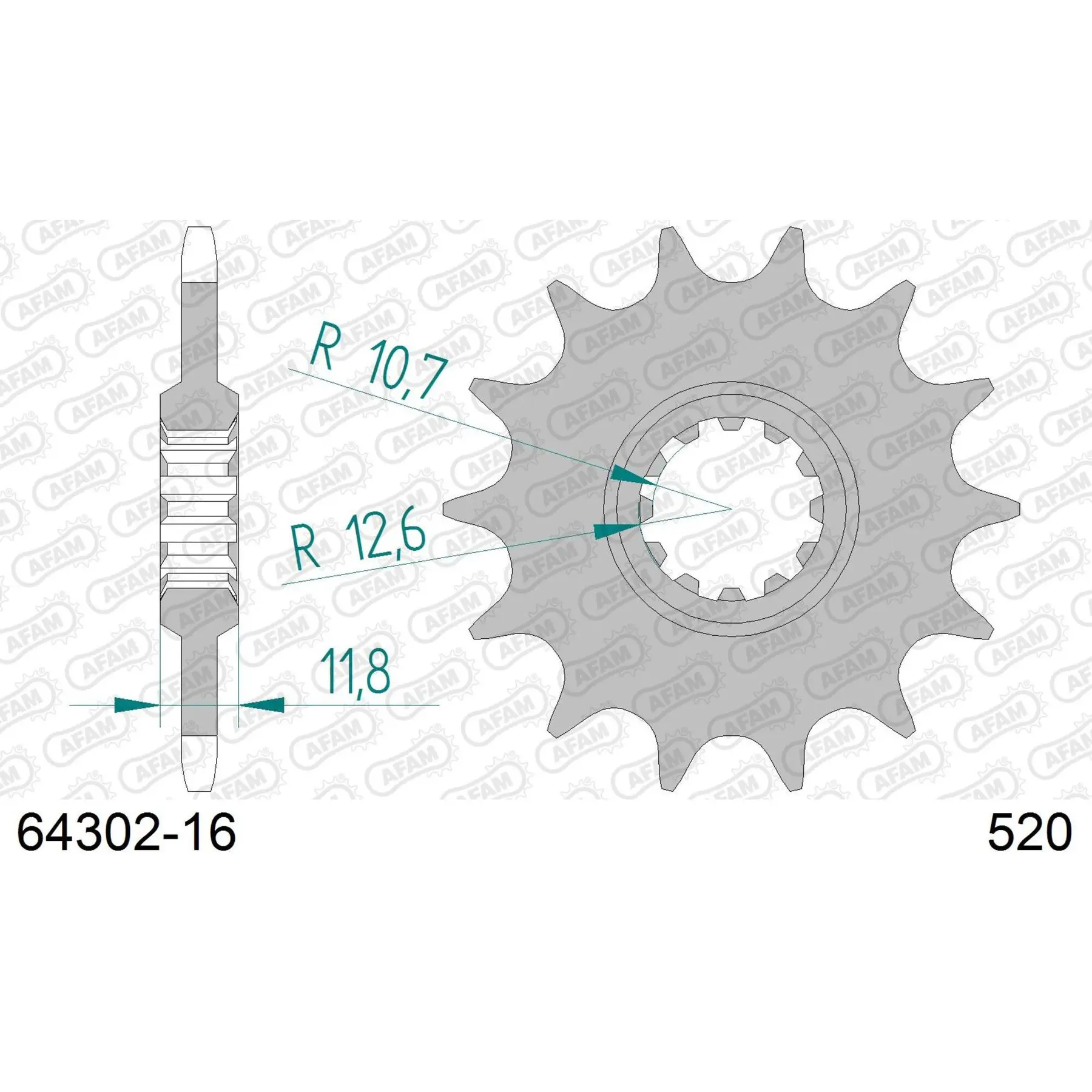 Motorradkettenrad Stahl vorne Afam 520 16 dents