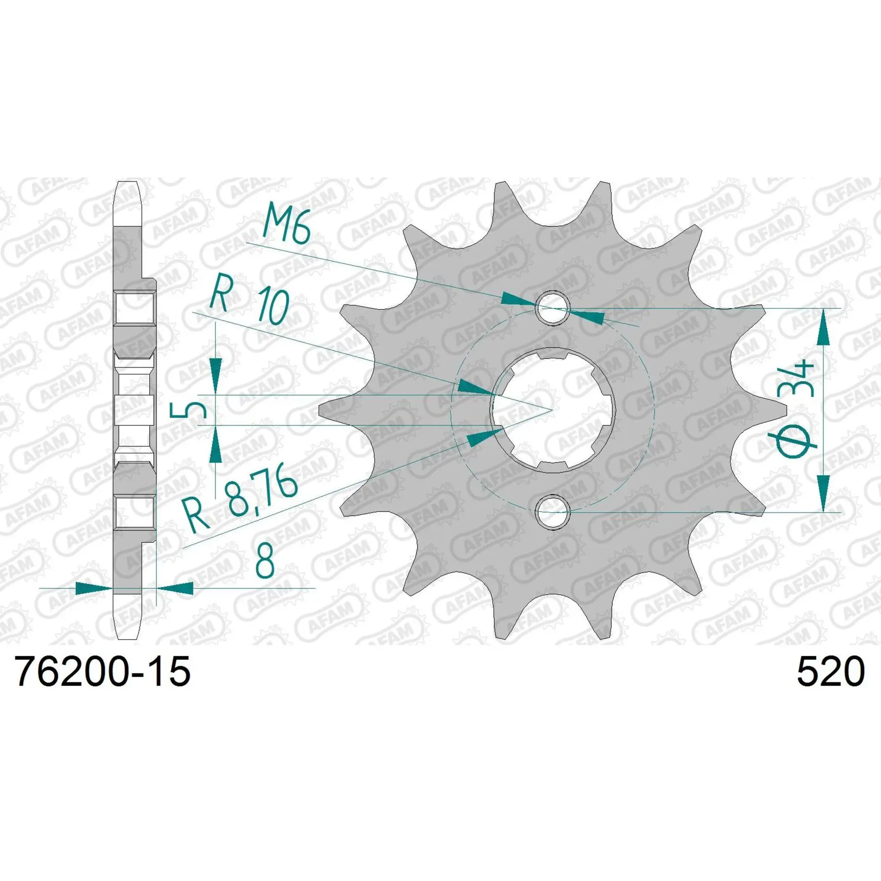 Motorradkettenrad Stahl vorne Afam 520 15 dents