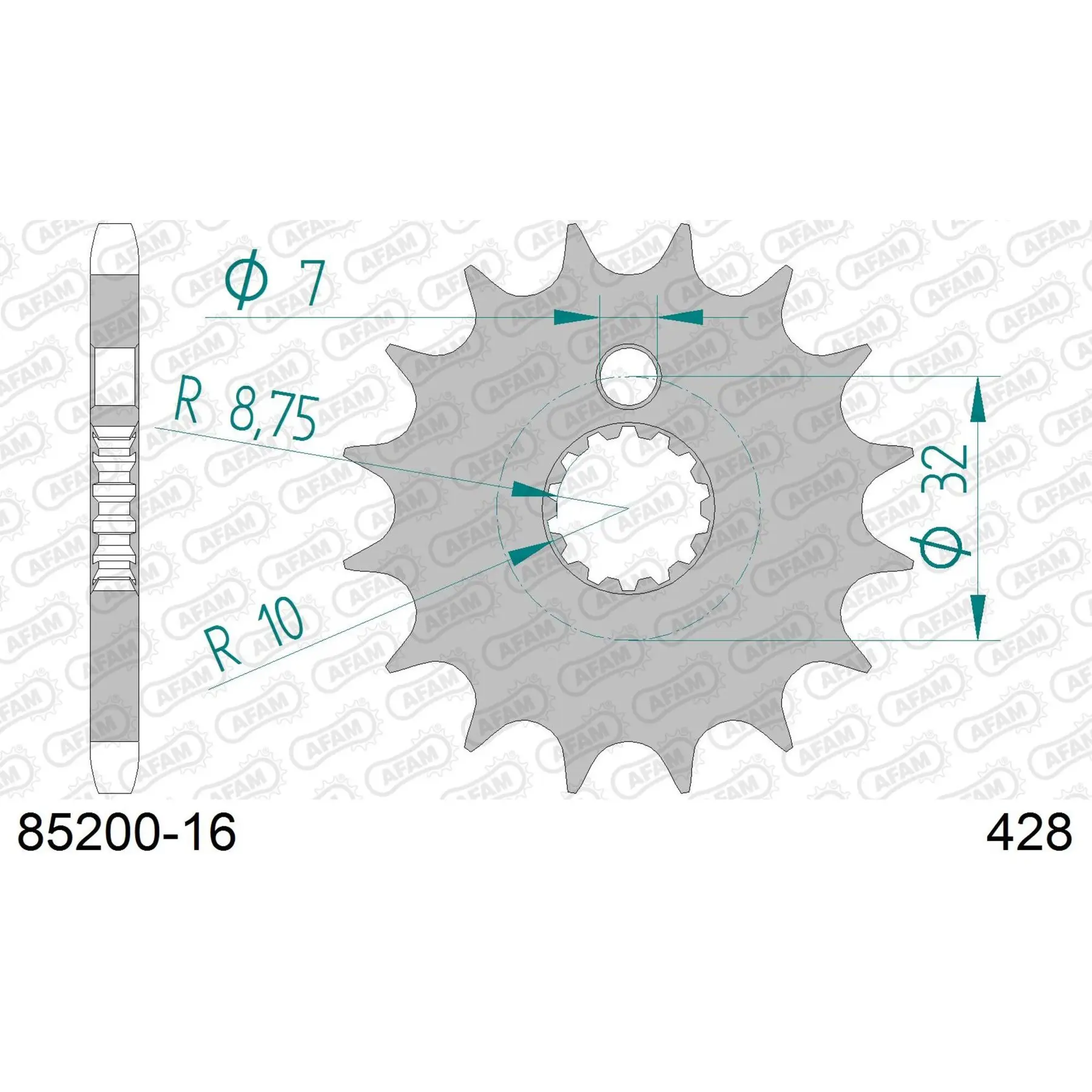 Motorradkettenrad Stahl vorne Afam 520 16 dents