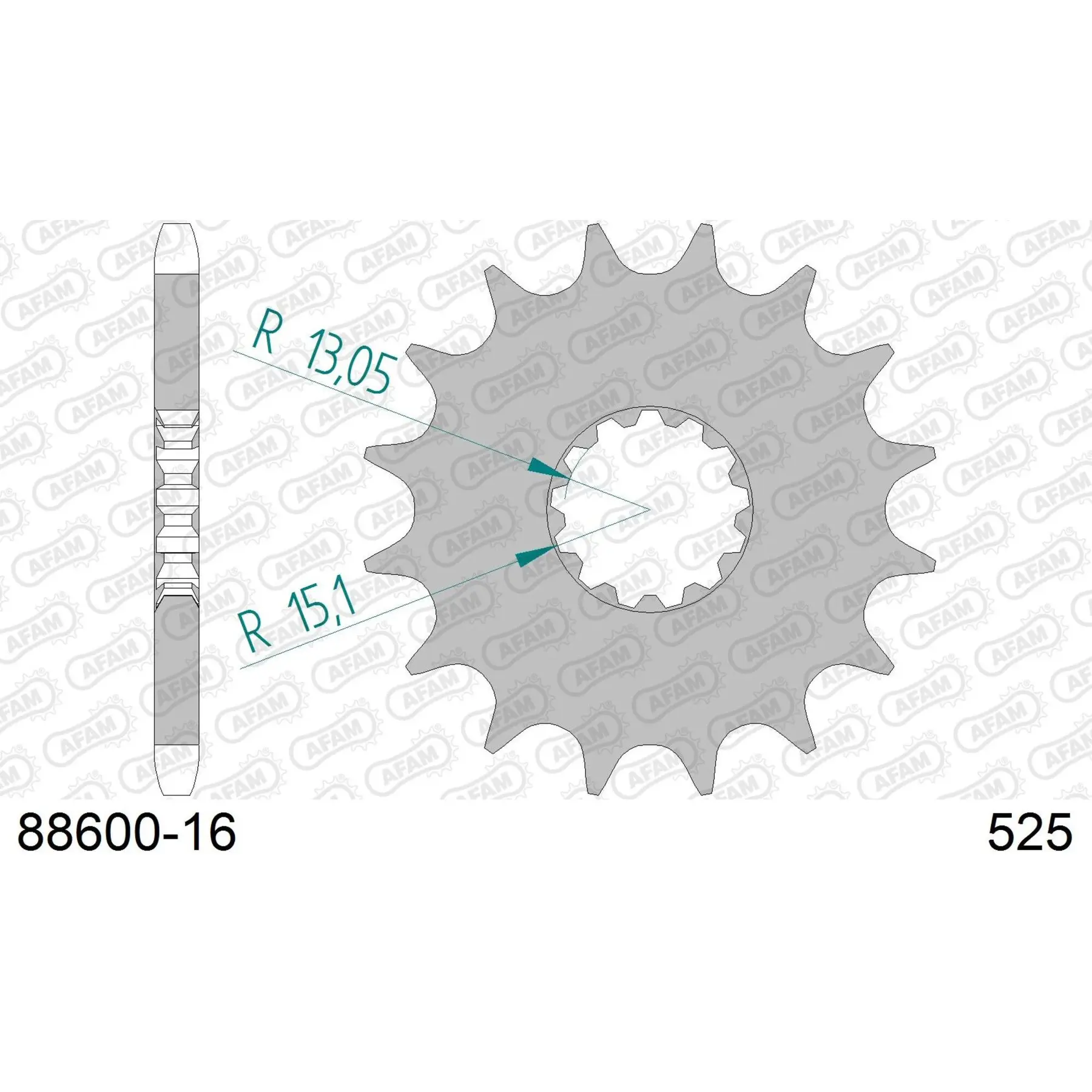 Motorradkettenrad Stahl vorne Afam 525 16 dents