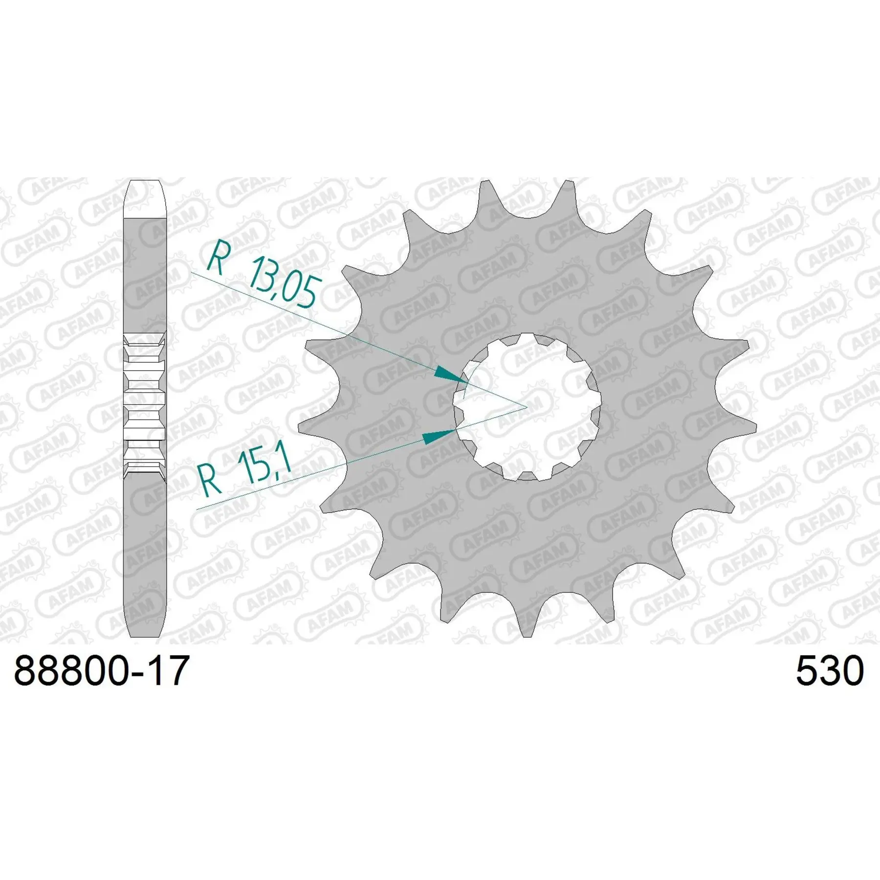 Motorradkettenrad Stahl vorne Afam 530 17 dents