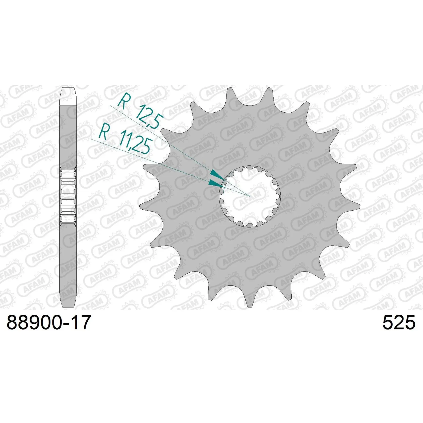 Motorradkettenrad Stahl vorne Afam 525 17 dents