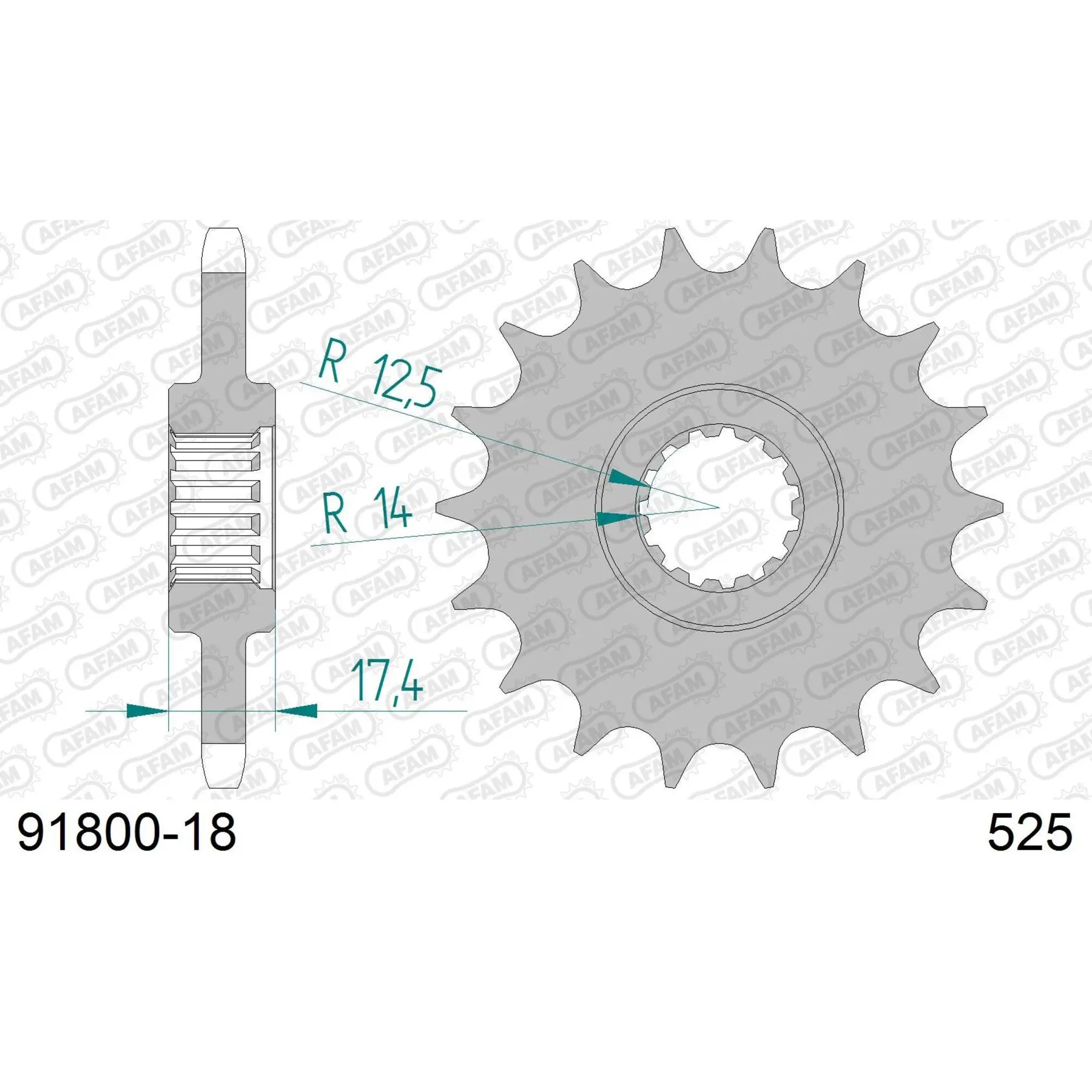 Motorradkettenrad Stahl vorne Afam 525 18 dents