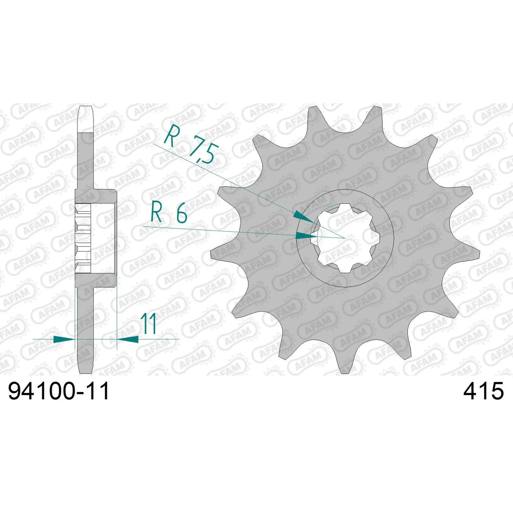 Motorradkettenrad Stahl vorne Afam 415 11 dents
