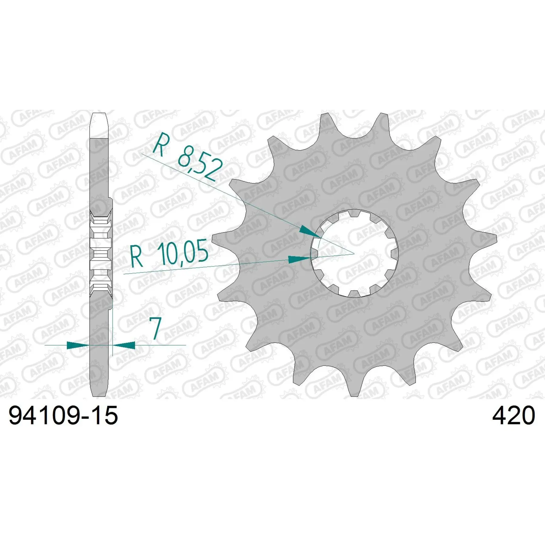 Motorradkettenrad Stahl vorne Afam 420 15 dents