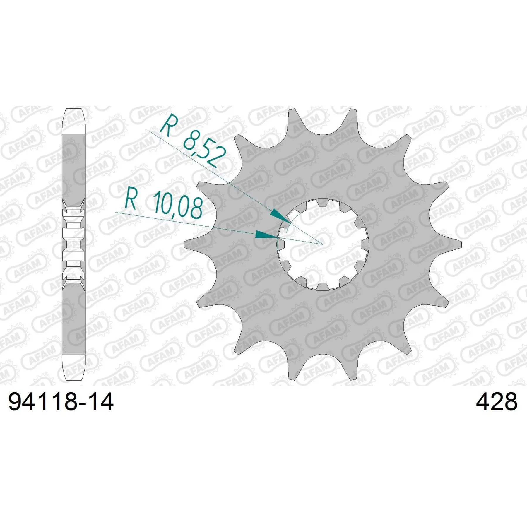 Motorradkettenrad Stahl vorne Afam 428 14 dents