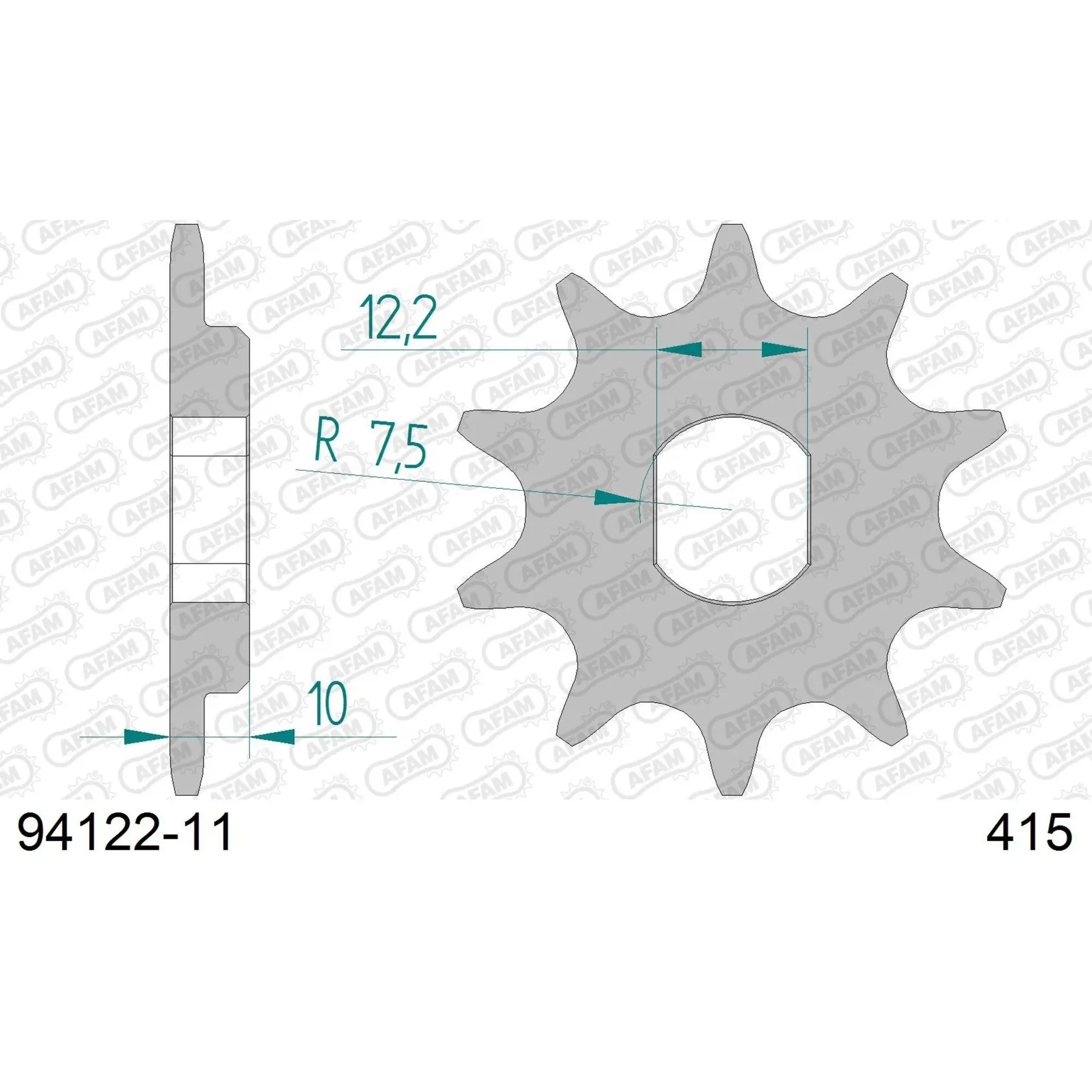 Motorradkettenrad Stahl vorne Afam 415 11 dents