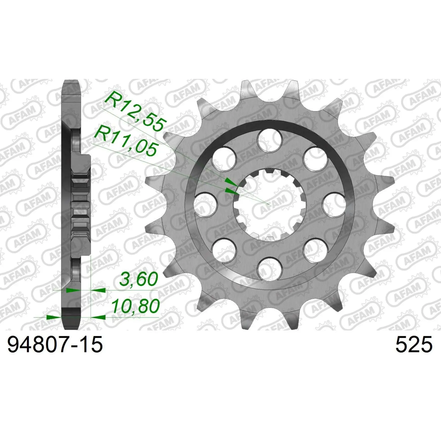 Motorradkettenrad Stahl vorne Afam 525 15 dents