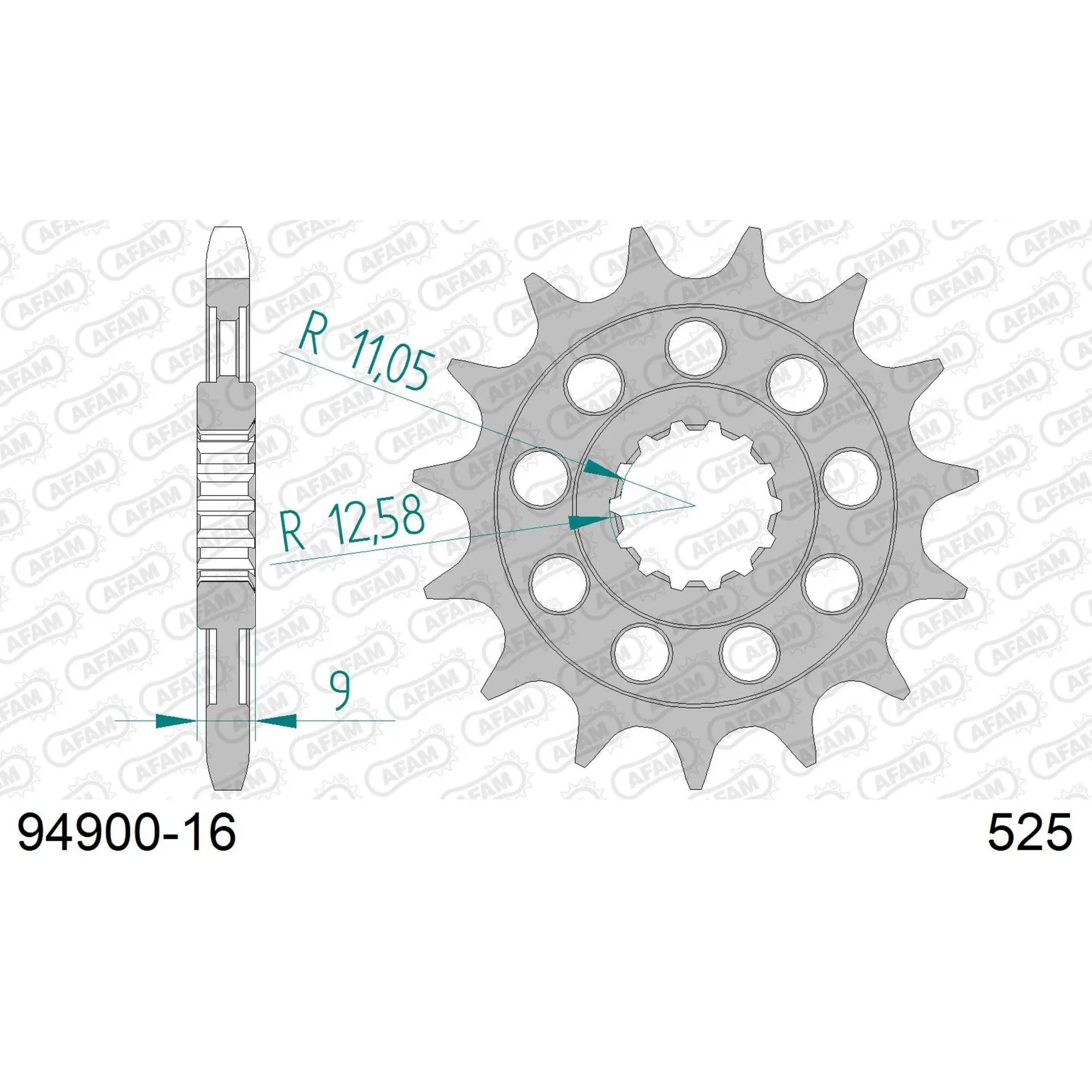Motorradkettenrad Stahl vorne Afam 525 16 dents