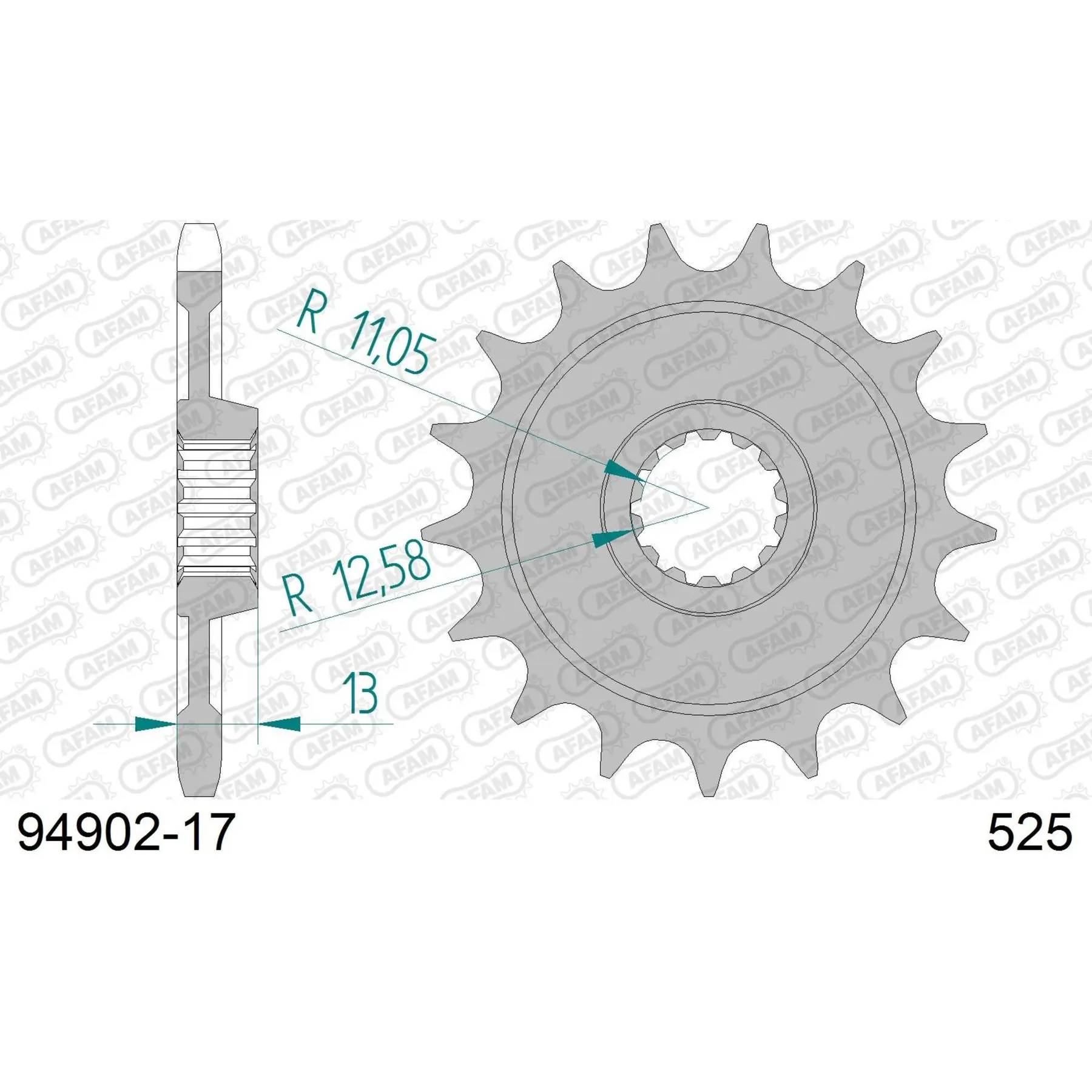 Motorradkettenrad Stahl vorne Afam 525 17 dents