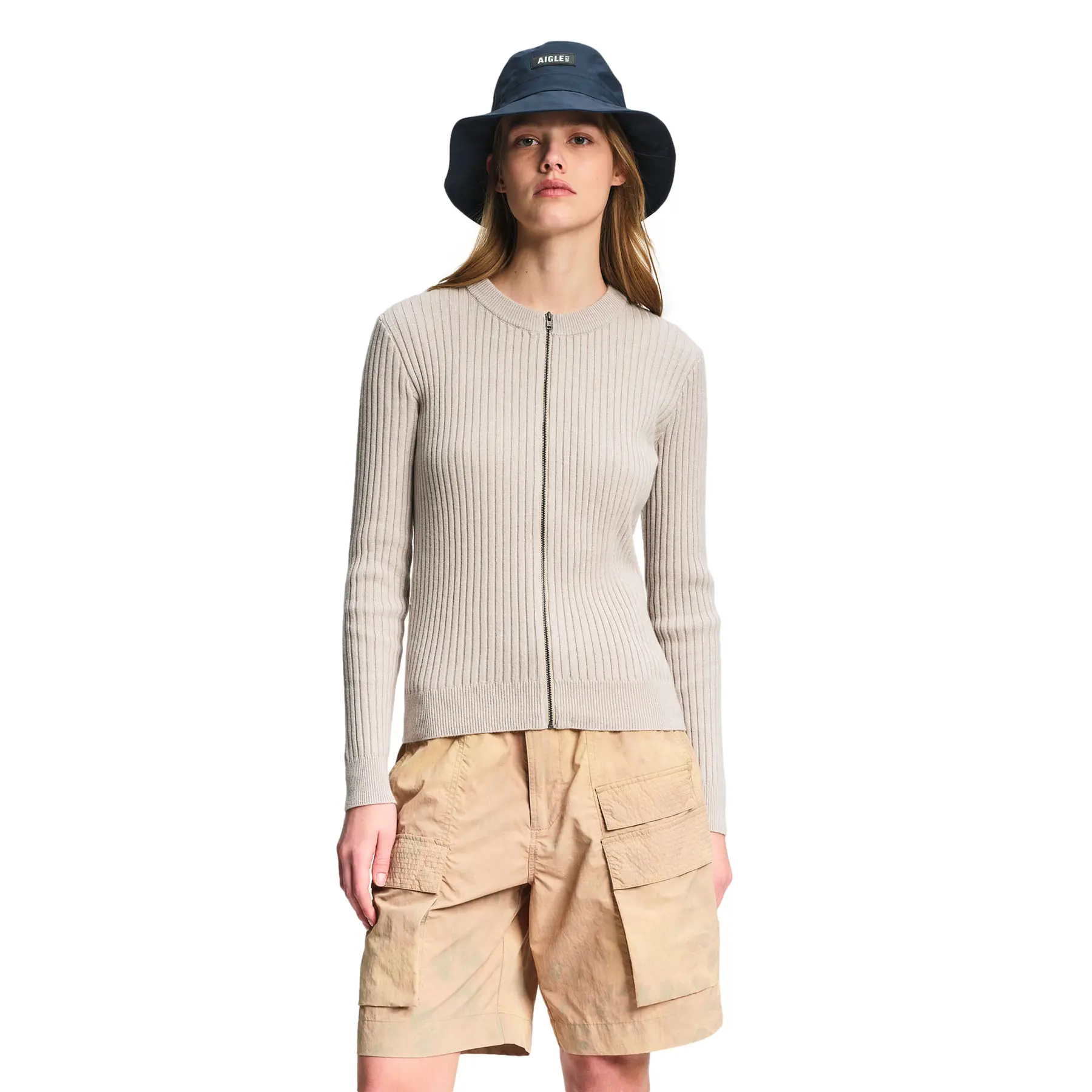 Rippstrick-Cardigan aus Baumwolle und Wolle Damen Aigle