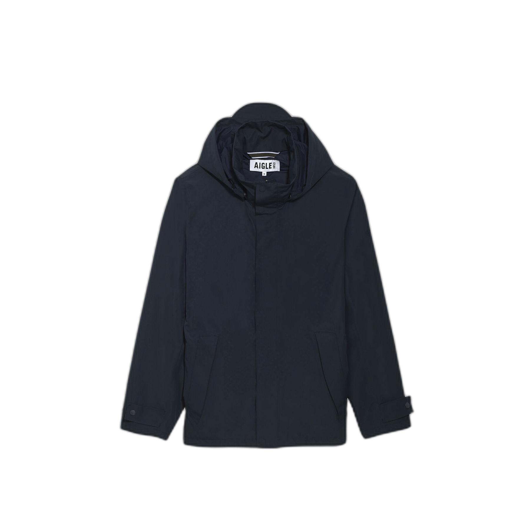 Giacca impermeabile corta con cappuccio removibile