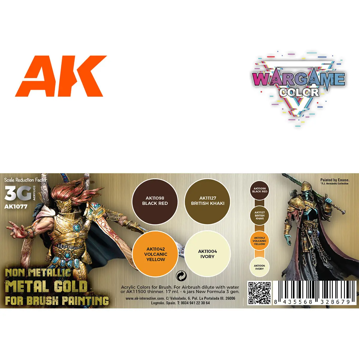 8435568328679 - WARGAME COLOR SET NON METALLIC METAL GOLD (W B)