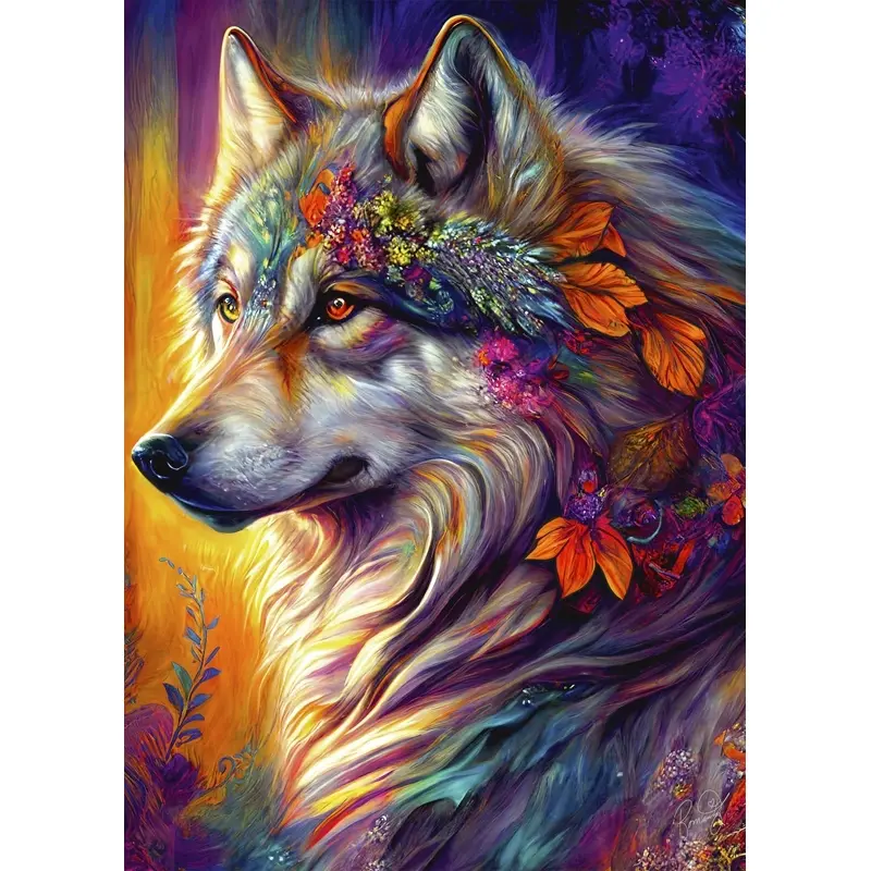 3667232500493 - Puzzle mit 1000 Teilen Loup Avec Fleurs