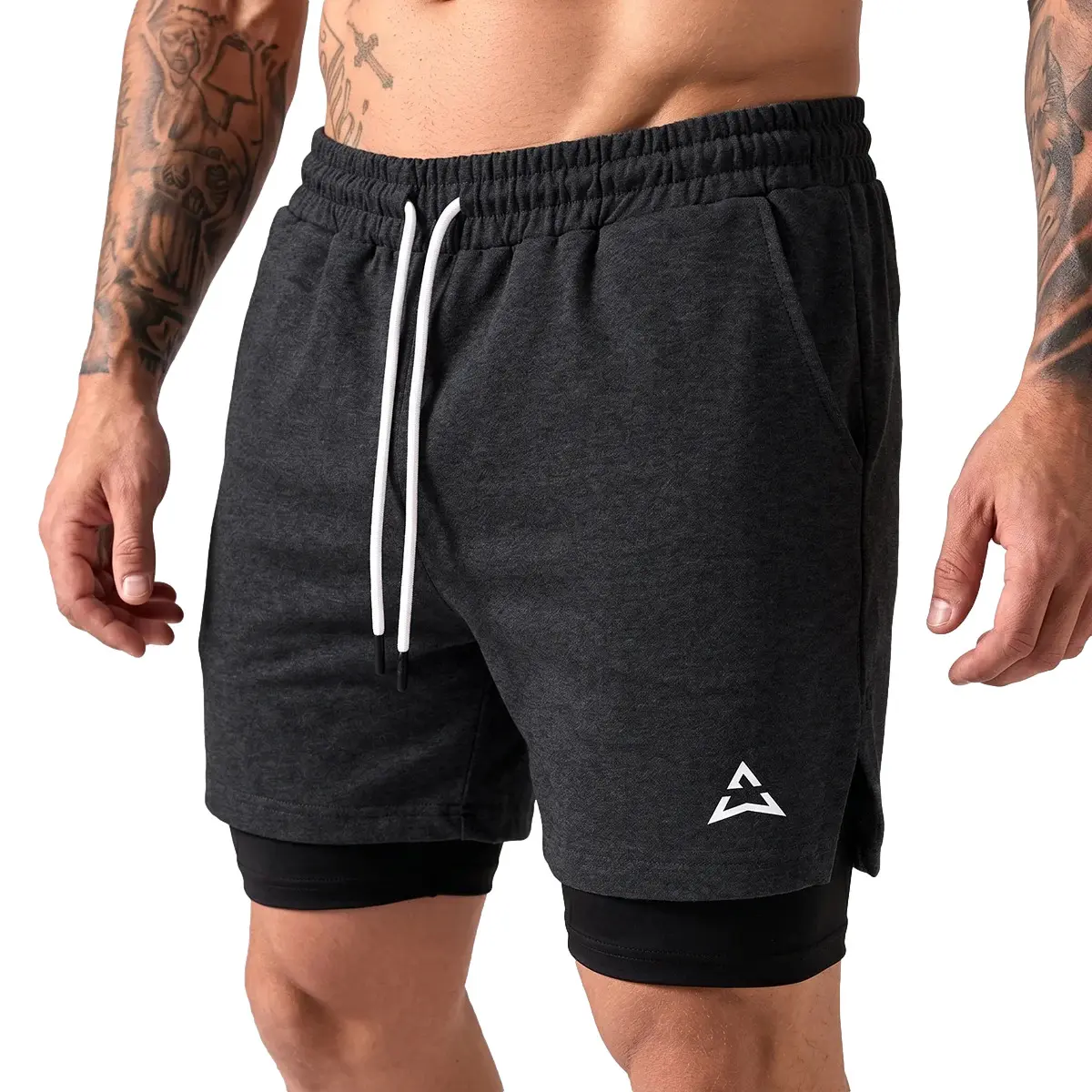 Allwear Men's Gris 2 In 1 Short Knit