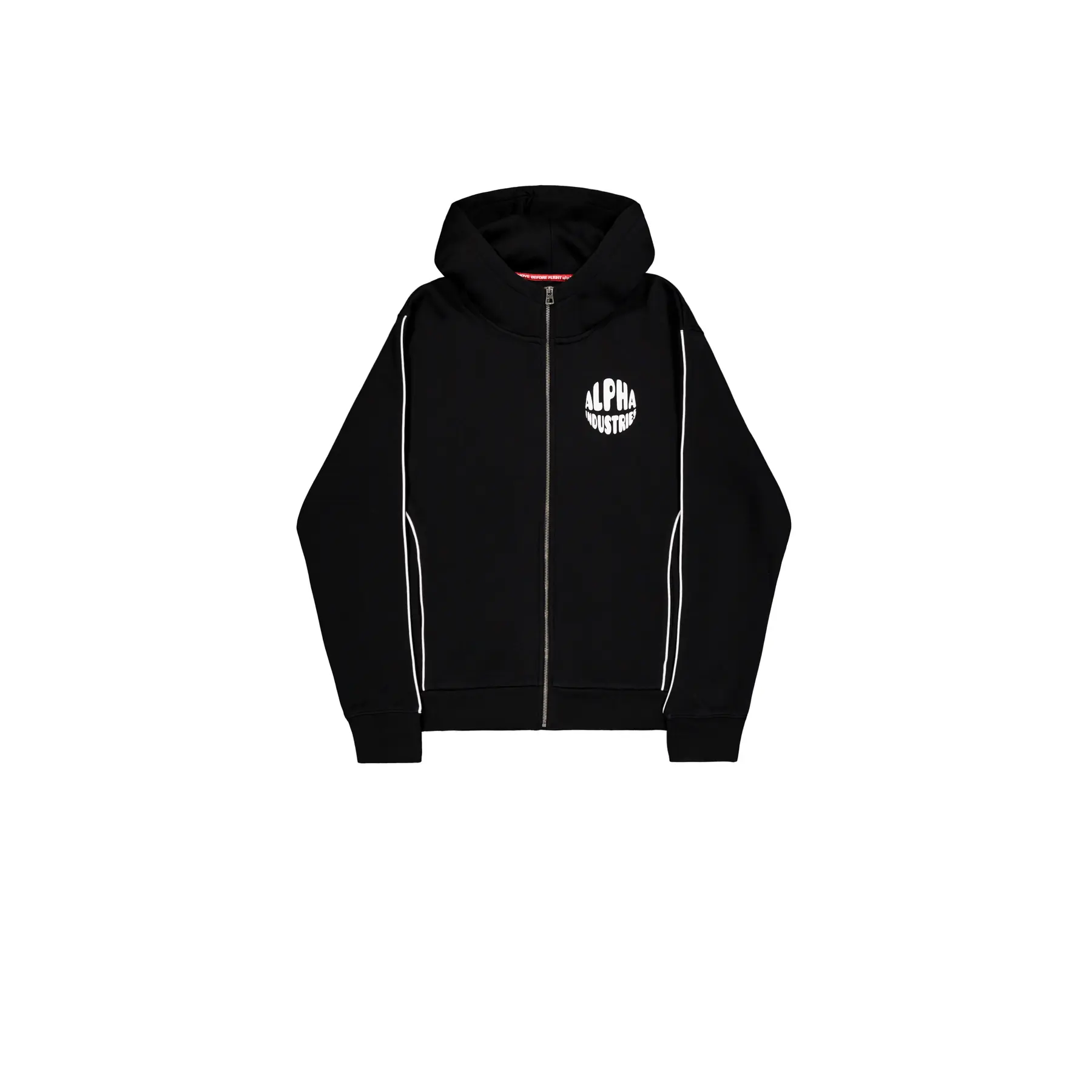 Felpa con cappuccio con zip e stampa sulla schiena Alpha Industries Logo