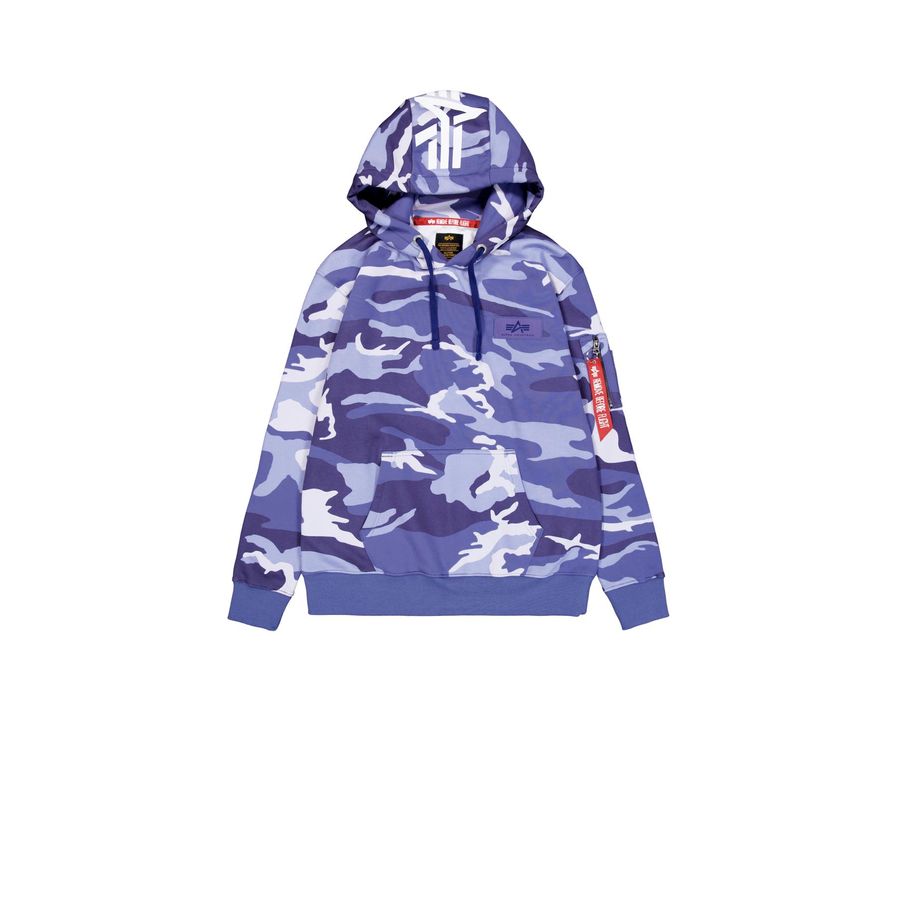 Felpa con cappuccio stampata a camouflage sul retro Alpha Industries