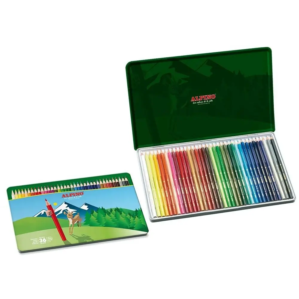 8413240590453 - Metallisches Etui mit 36 Buntstiften Kind Alpino