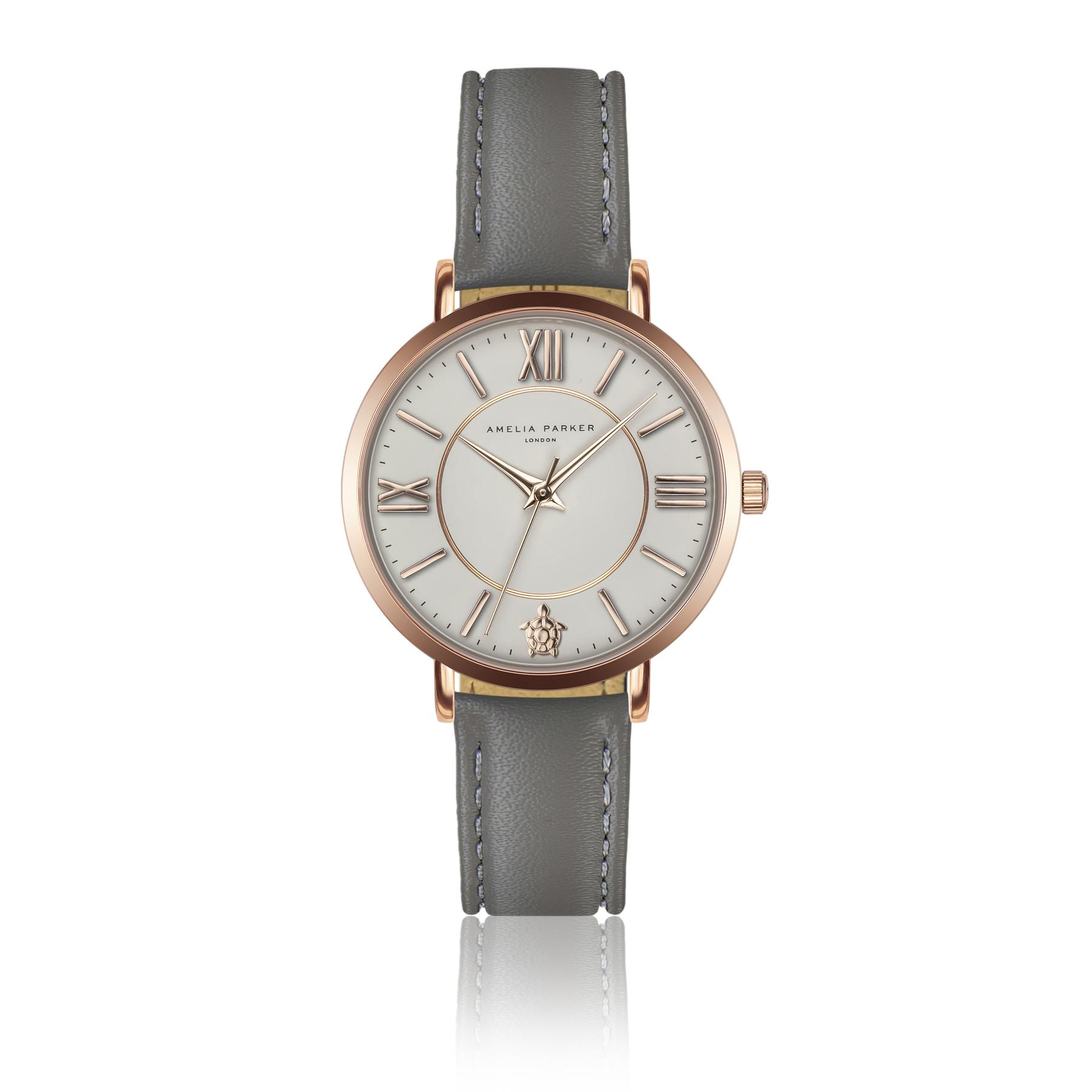 7753311211285 - Lederuhr Frau Petite Classique Grey