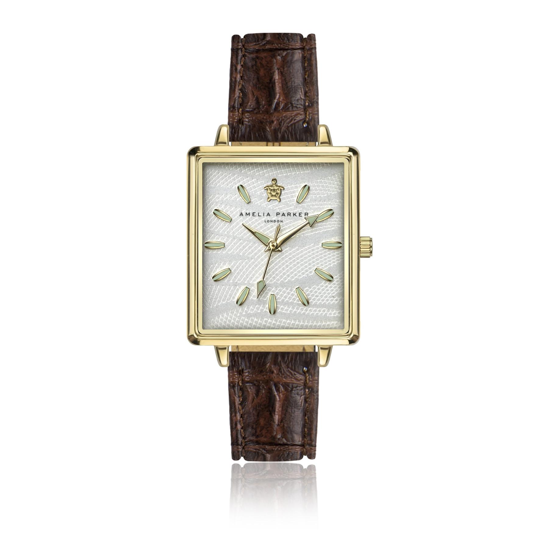 7753311809109 - Damenuhr aus Leder mit Krokodil-Prägung Desert
