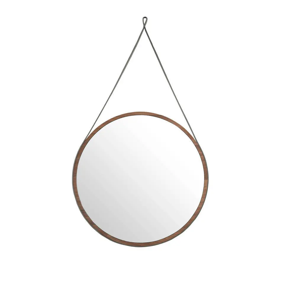 Angel Cerdà Marron Circular Wooden Mirror