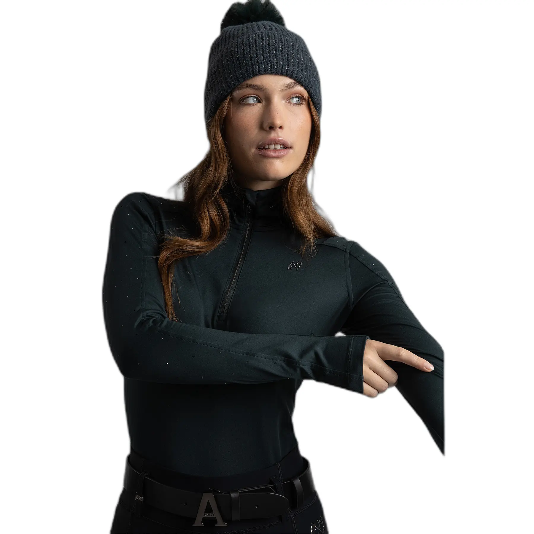 Paardrijshirt met halve rits lange mouwen dames ANKY ATC262303