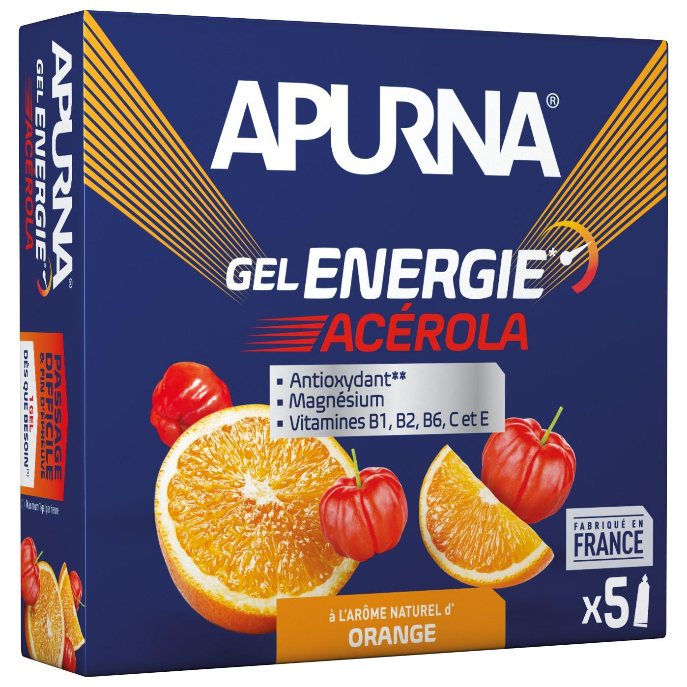 Velo Store - UK Pack of 5 gels Apurna Energie Acérola Orange - 35g | Extra 10% off with Subscription, Postage £16.79 to UK Fedex.