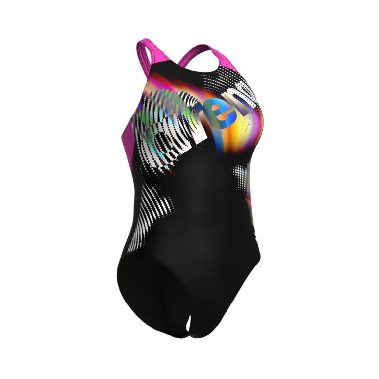 Women's V-back one-piece swimsuit Arena Lit Logo | Nauti-wave