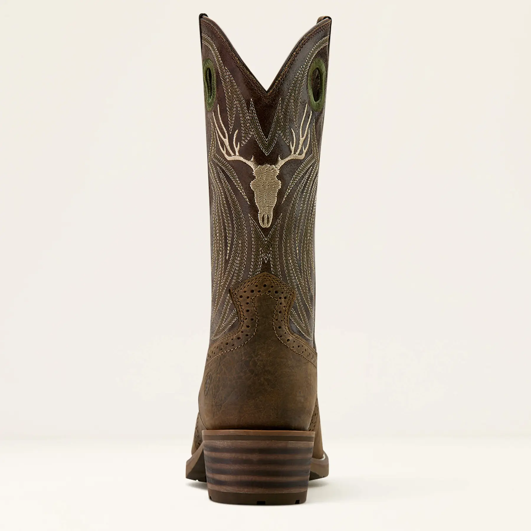 Ariat Portafoglio Uomo In Pelle Marrone, Modello Stivale Con Ricamo E Concho, 3 Pieghe