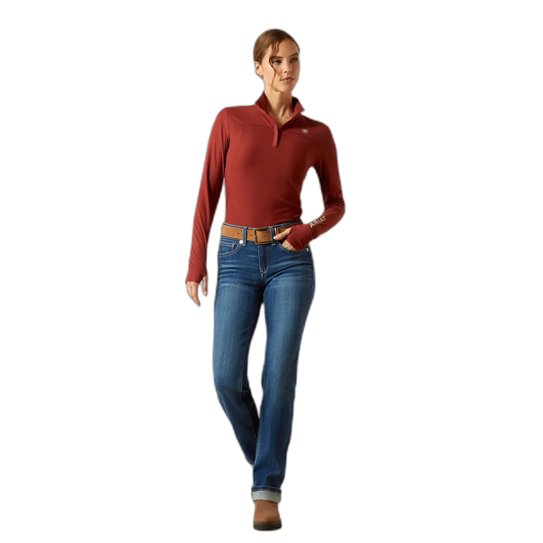 Ariat Women's Marron 1/4 Zip Riding Jersey Lowell 3.0