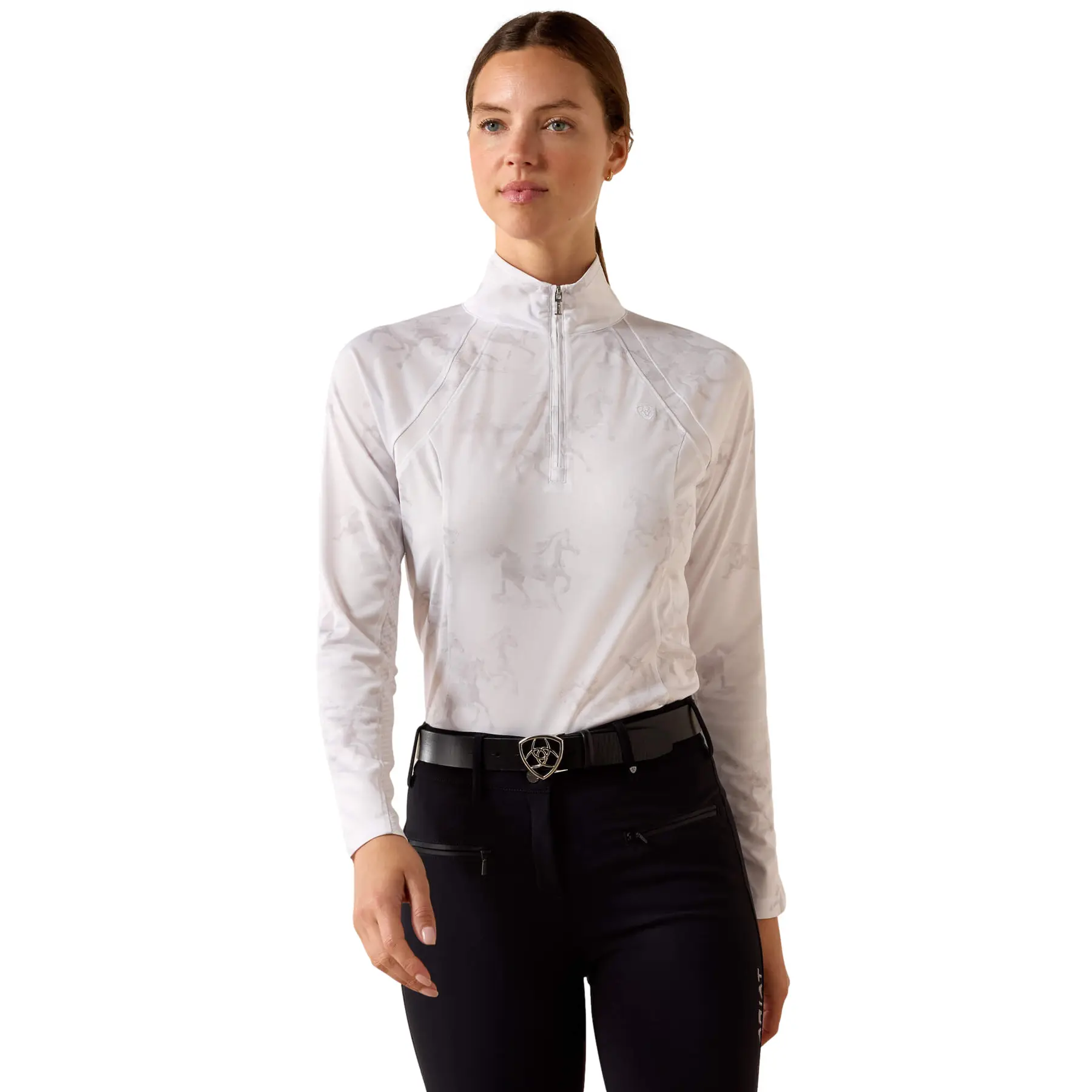 Comparer les prix de Maillot équitation 1/4 zip femme Ariat Sunstopper 3.0