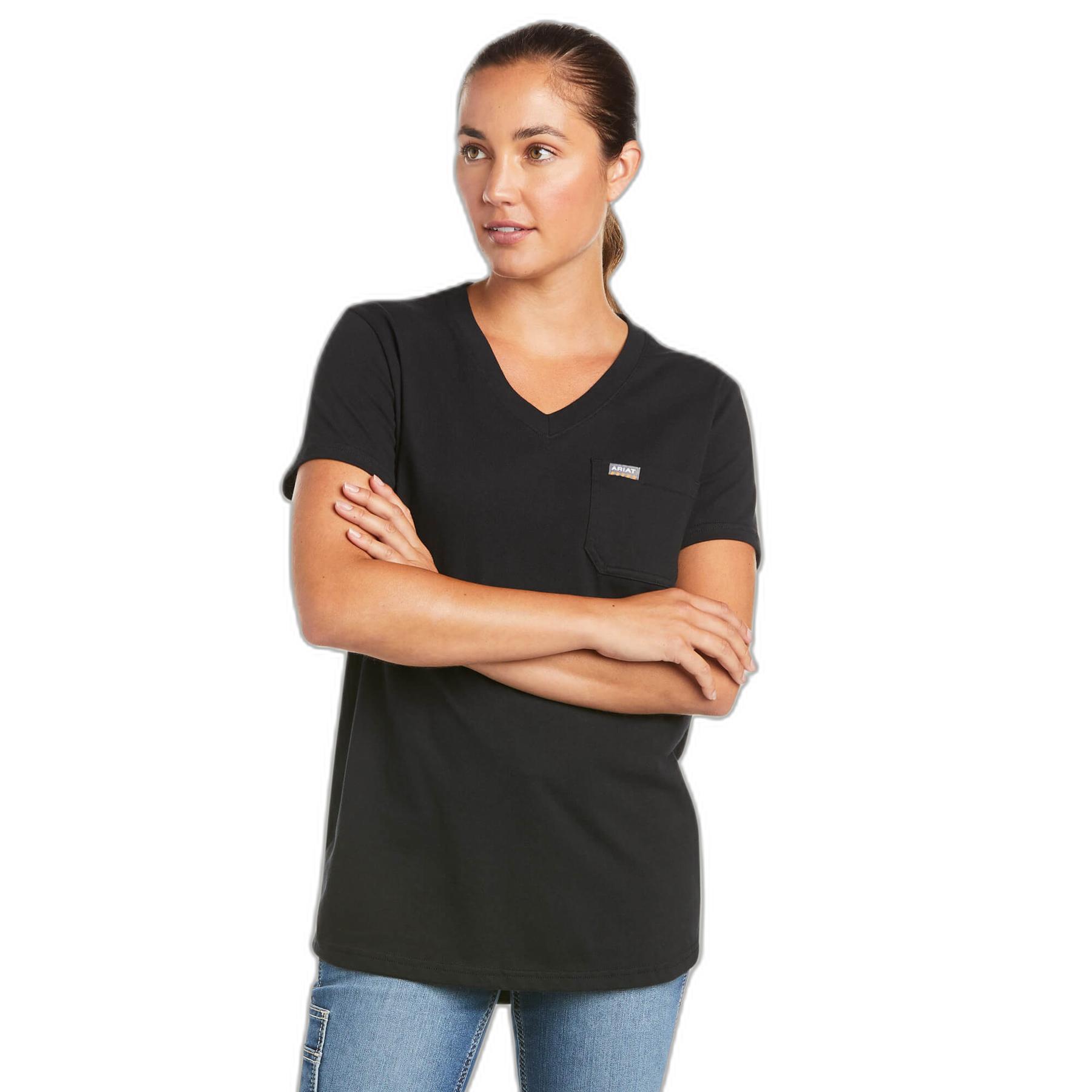 T-shirt da donna in cotone con scollo a V Ariat Rebar