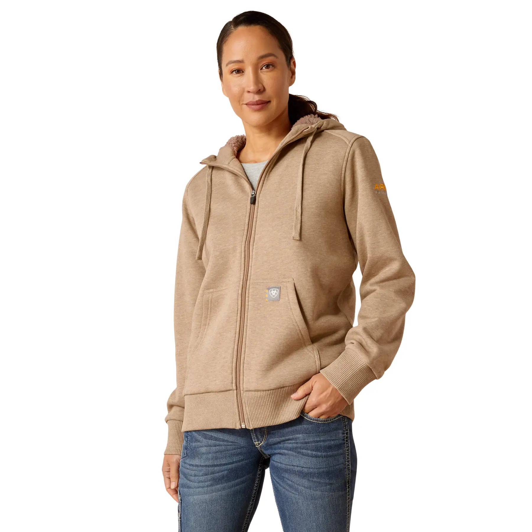0197318121210 - Damen Kapuzen-Sweatshirt mit durchgehendem Reißverschluss Ariat Rebar Sherpa