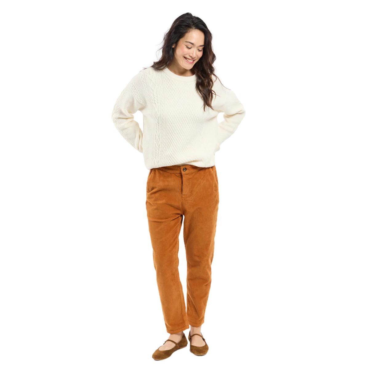 Pantaloni chino in velluto elasticizzato donna