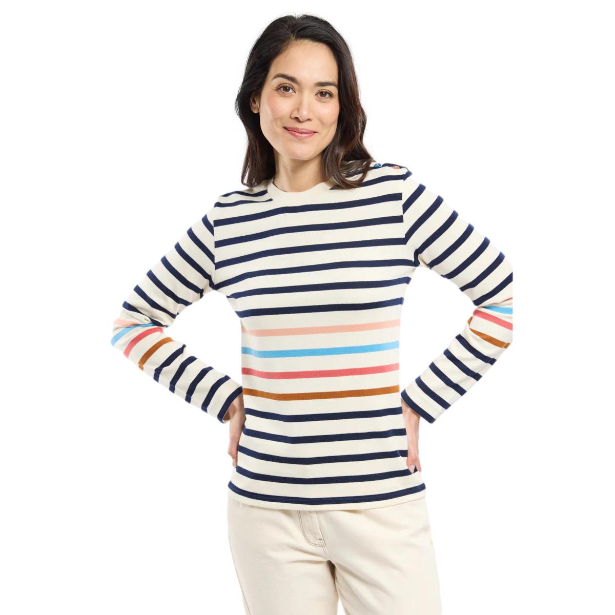 3667126408256 - Langarm-gestreiftes T-Shirt für Damen Deauville