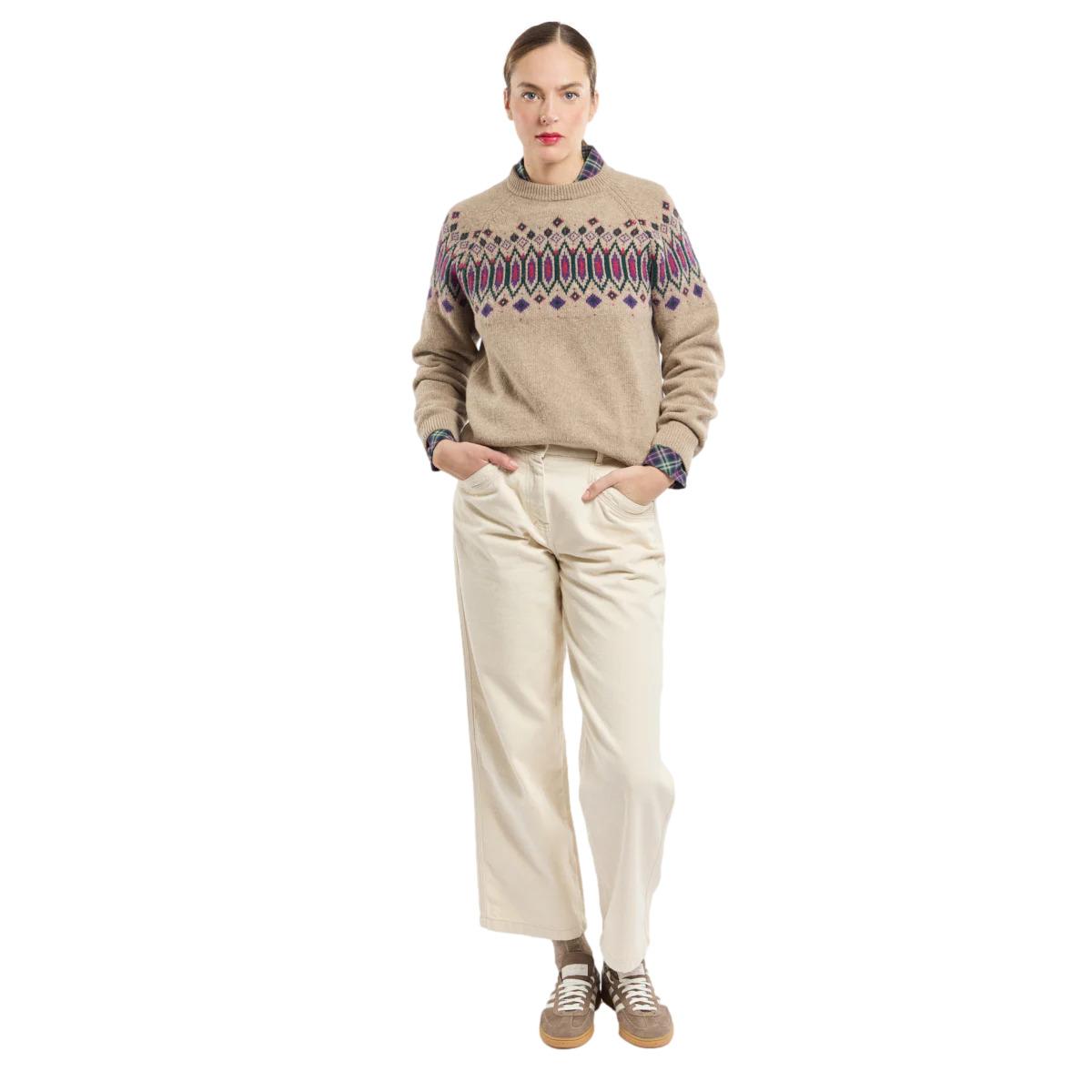 3667126421750 - Runder Wollpullover für Frauen Jacquard