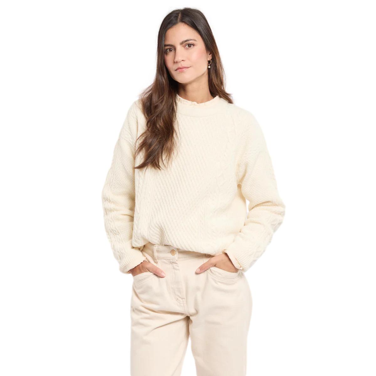 3667126428223 - Damen Rundhals-Pullover mit Zopfmuster Armor-Lux