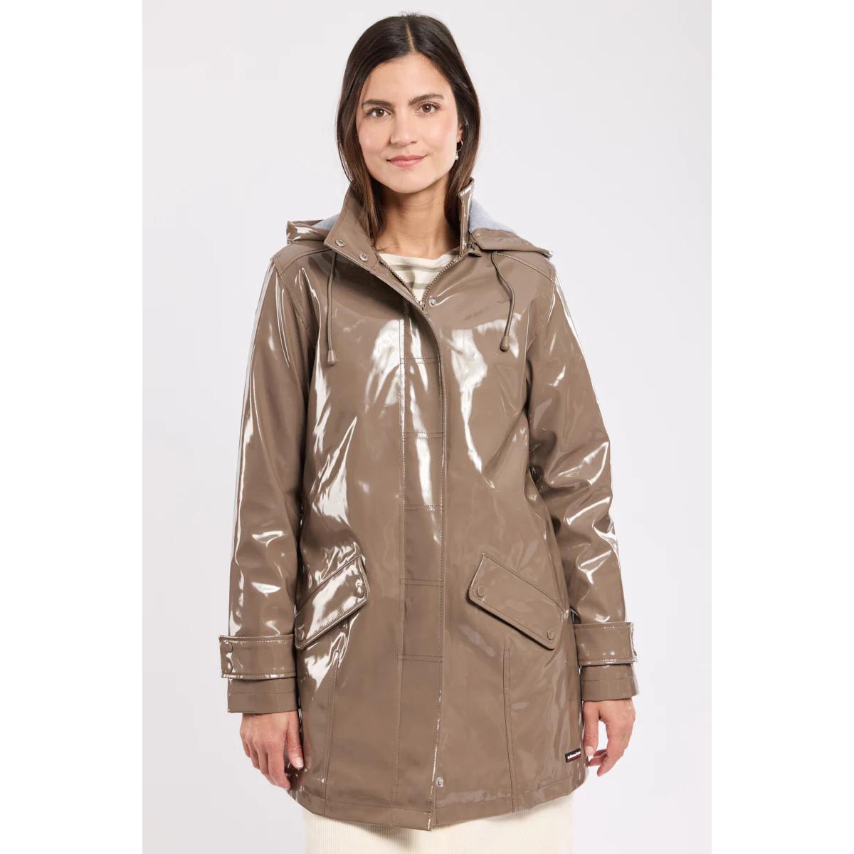 Giacca impermeabile lucida con foderato in pile donna  Mae