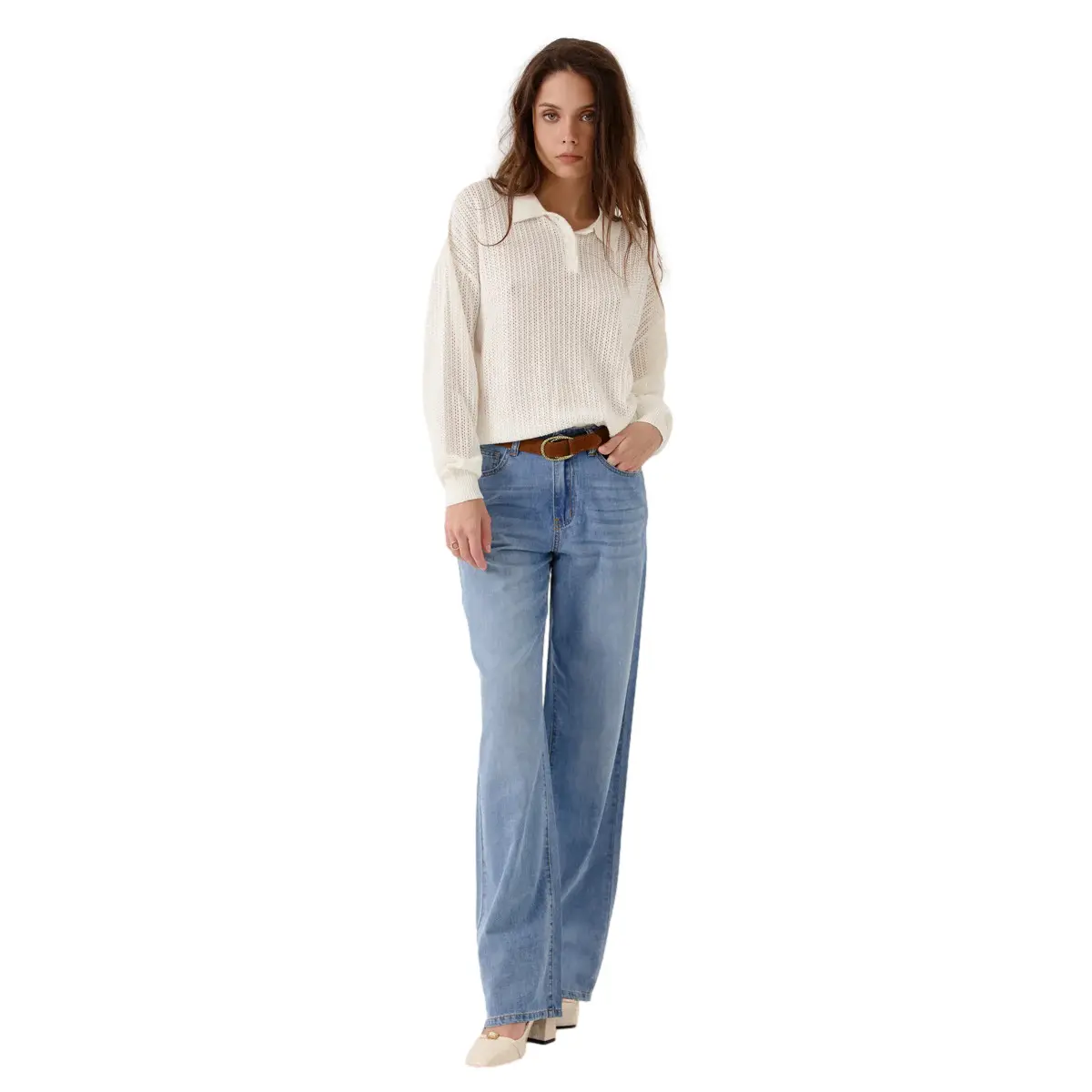 Polo-Shirt, langarm, Damen Artlove Cleola