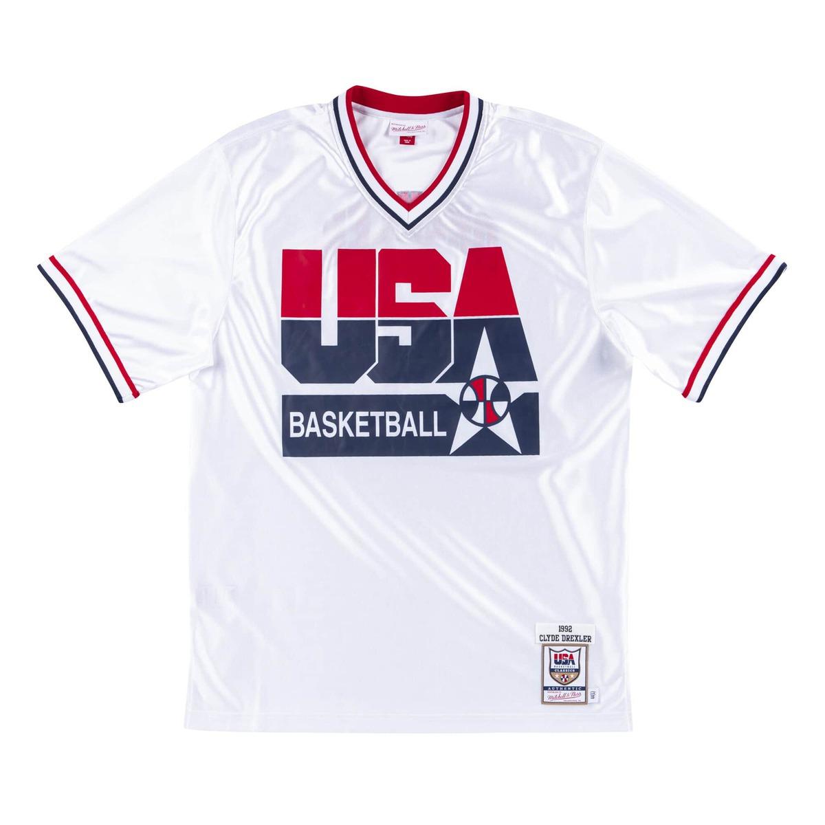 Maglia della squadra autentica USA Clyde Drexler