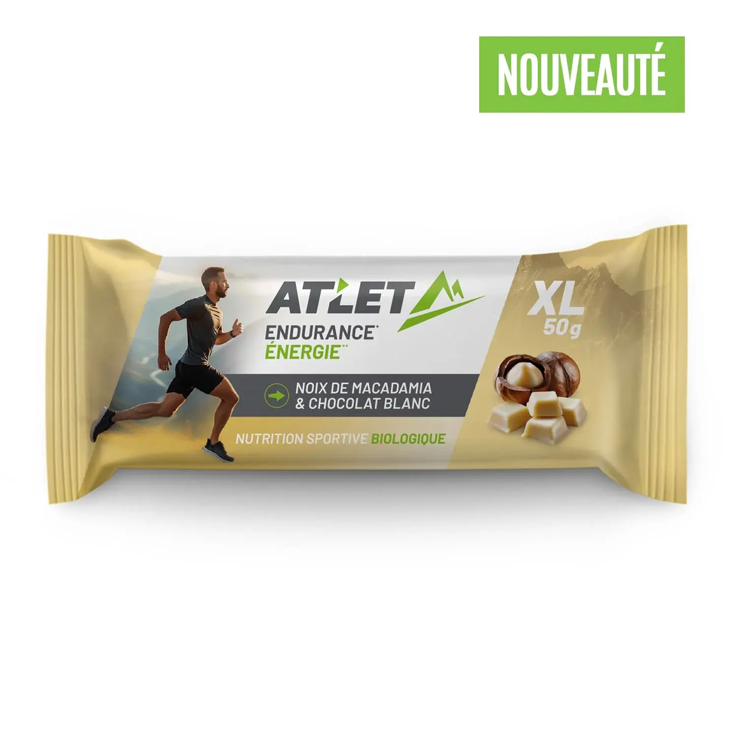 Bio-Macabamia- und weiße Schokoladen-Energieriegel ATLET Nutrition