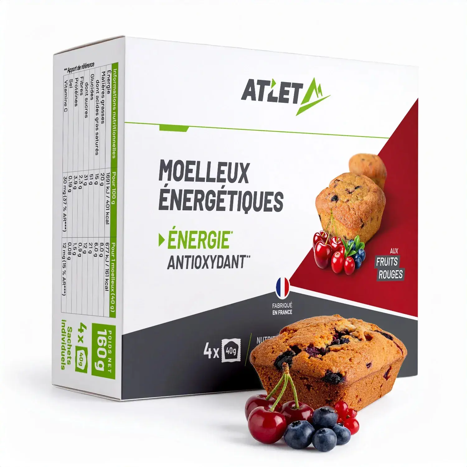 Atlet Nutrition Blanc Organic Energy Cake Red Fruits X 4
