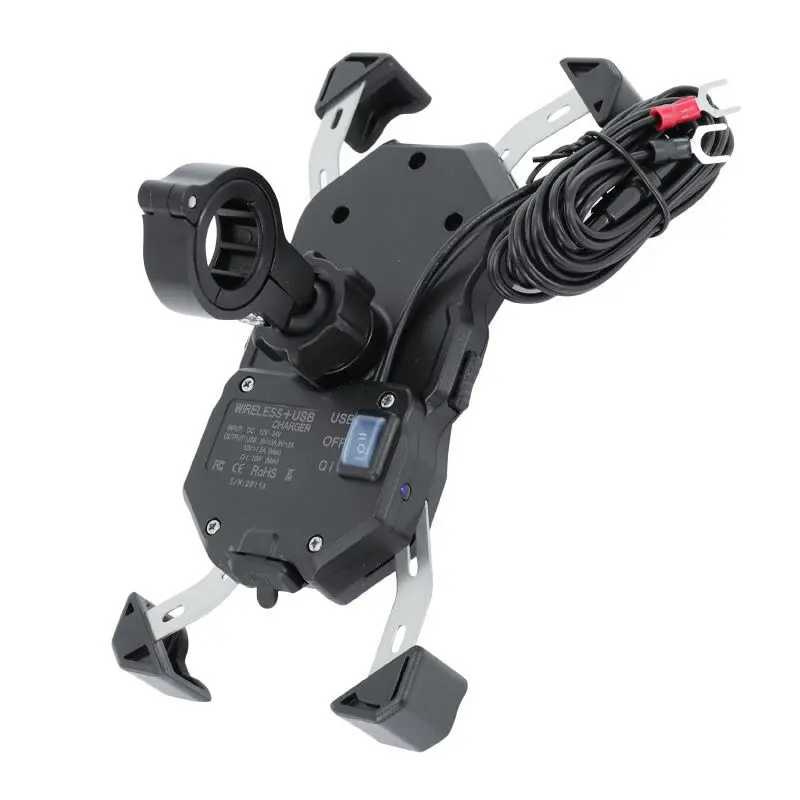 Motorrad-Smartphone-Halterung mit usb und drahtlose Ladefunktion Buch mit Lenkerhalterungen + retro Avoc M2