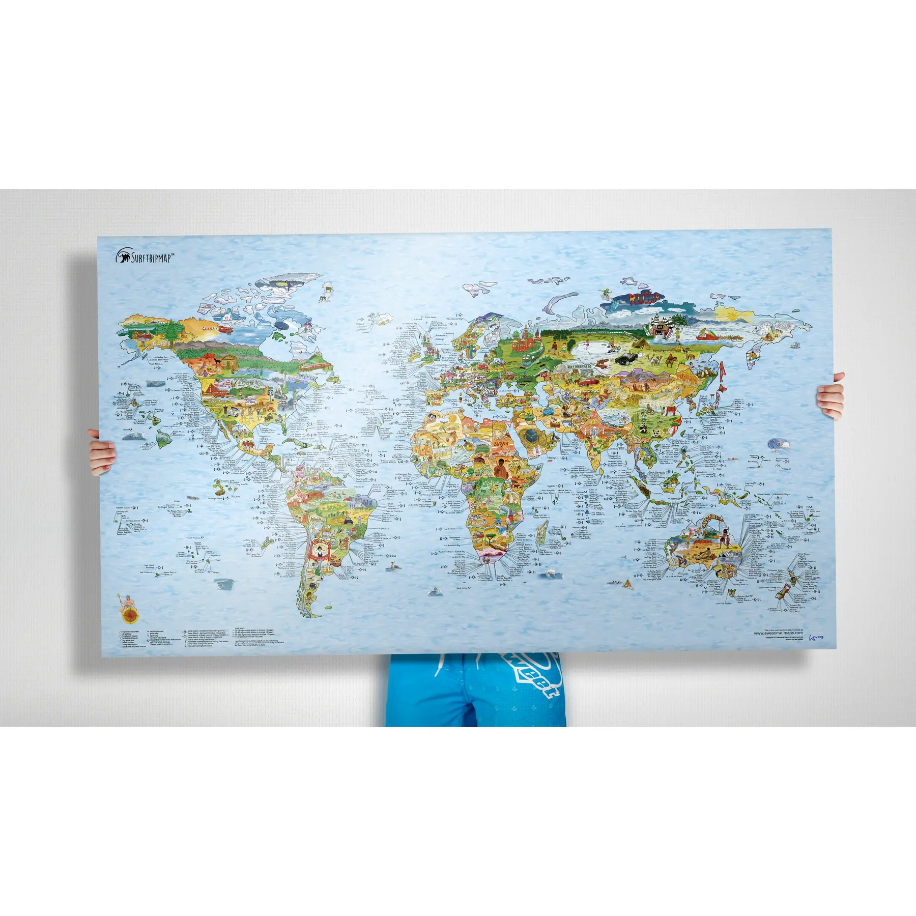 Carte du monde Awesome Maps Surf Trip