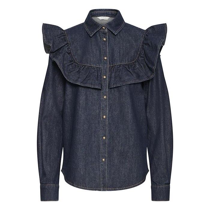 5715750148609 - Damen Jeanshemd mit langen Ärmeln byoung Katine Flounce