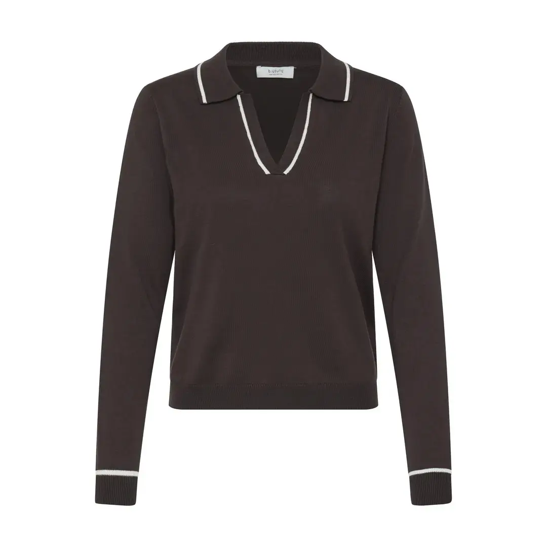 B.young Women's Marron Long-Sleeved Polo Shirt Bymmorla