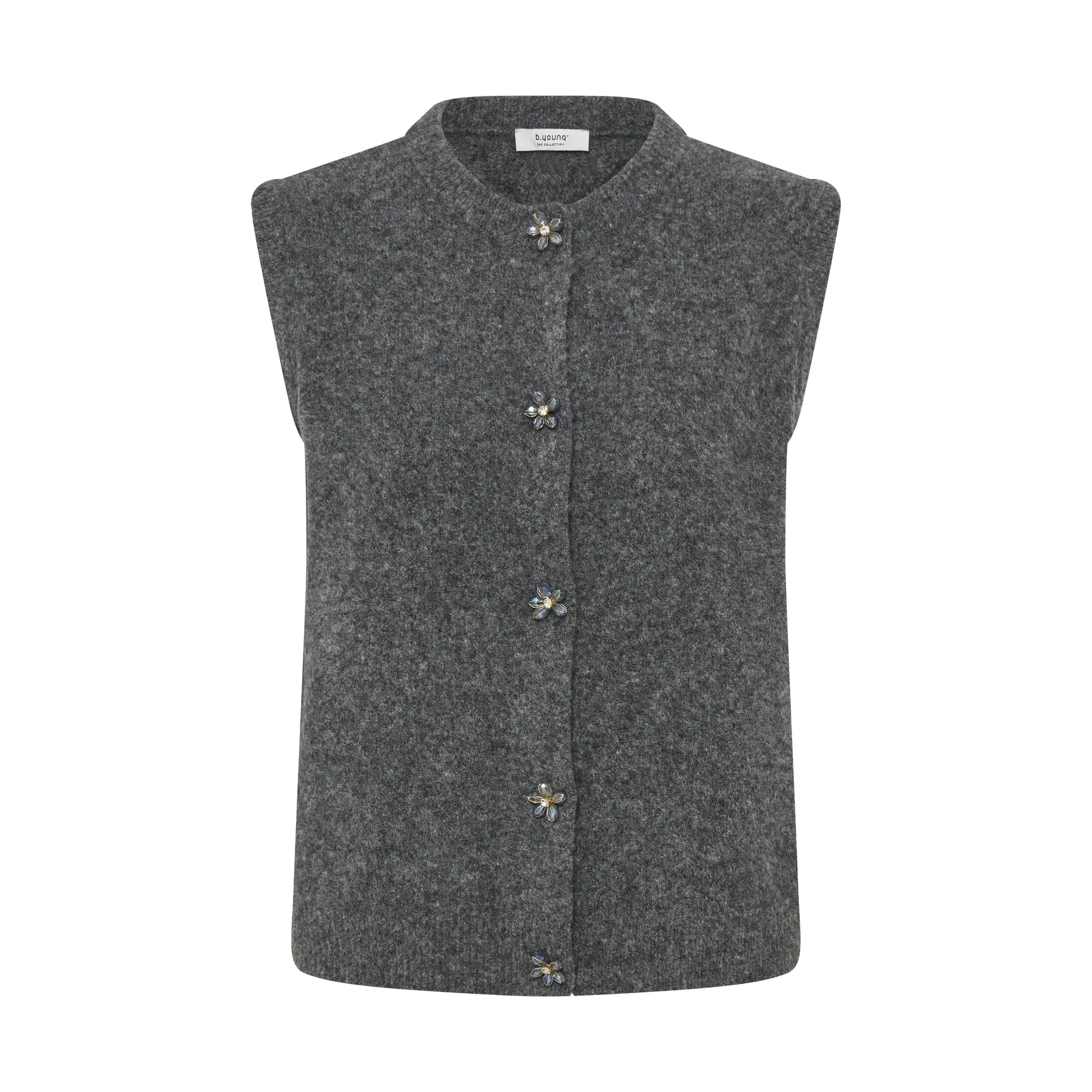 B.young Women's Gris Sleeveless Cardigan Omea