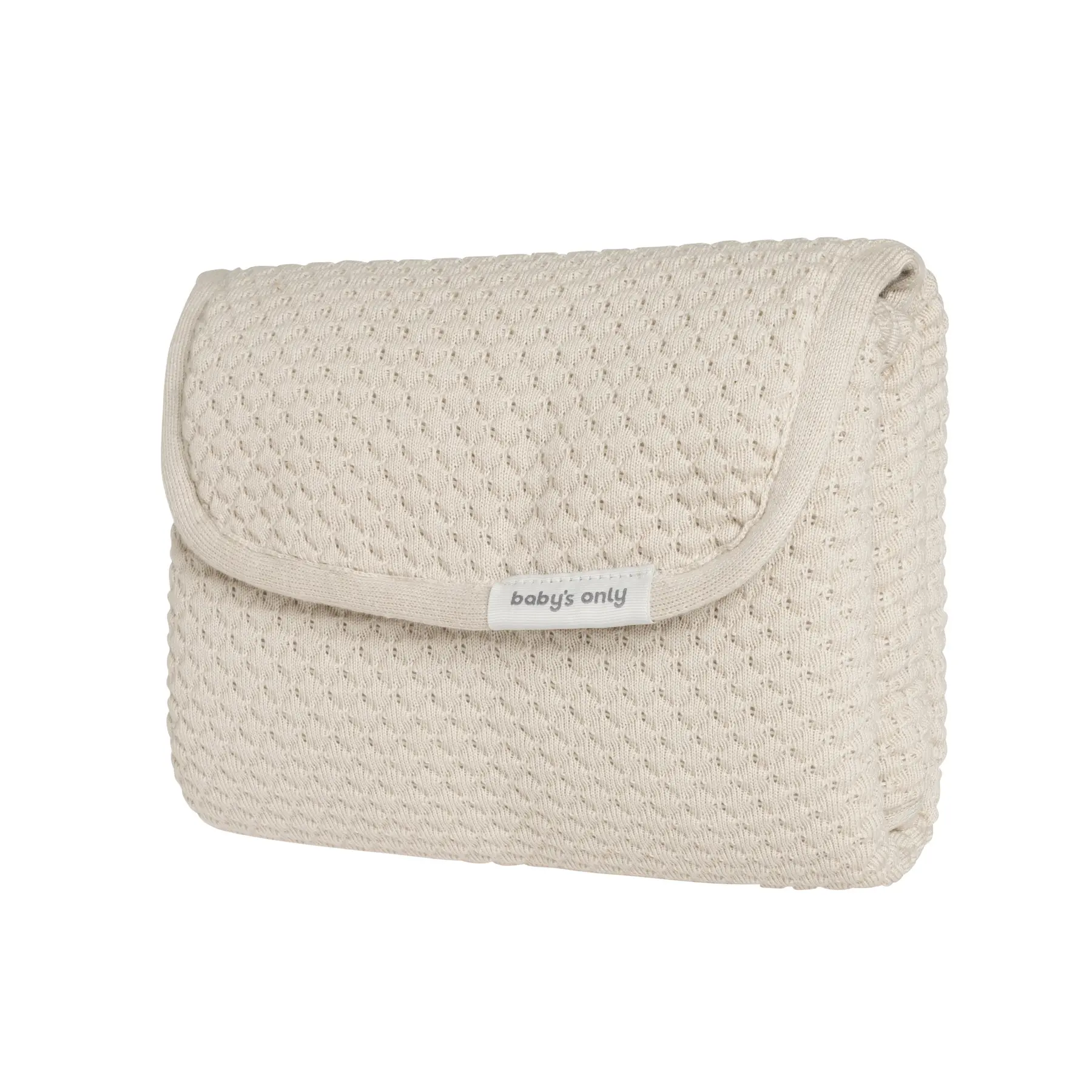 Baby's Only Gebreid verschoonmatje Sky - Verschoningsmatje voor onderweg - Warm Linen - Inclusief opbergzakje