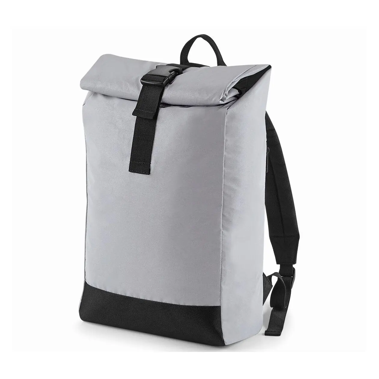 Reflective backpack with roll-top closure Bag Base