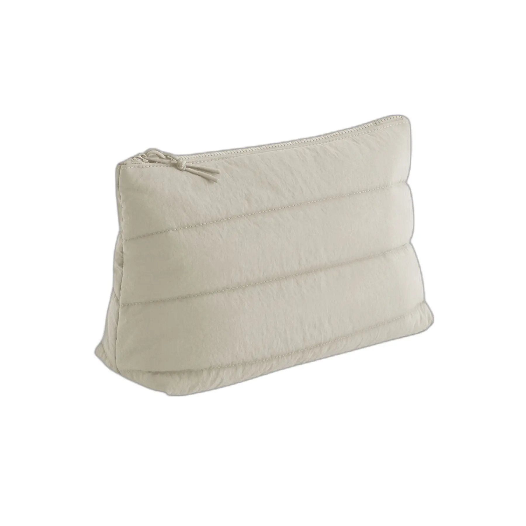Bag Base Unisex Beige Quilted Accessory Pouch